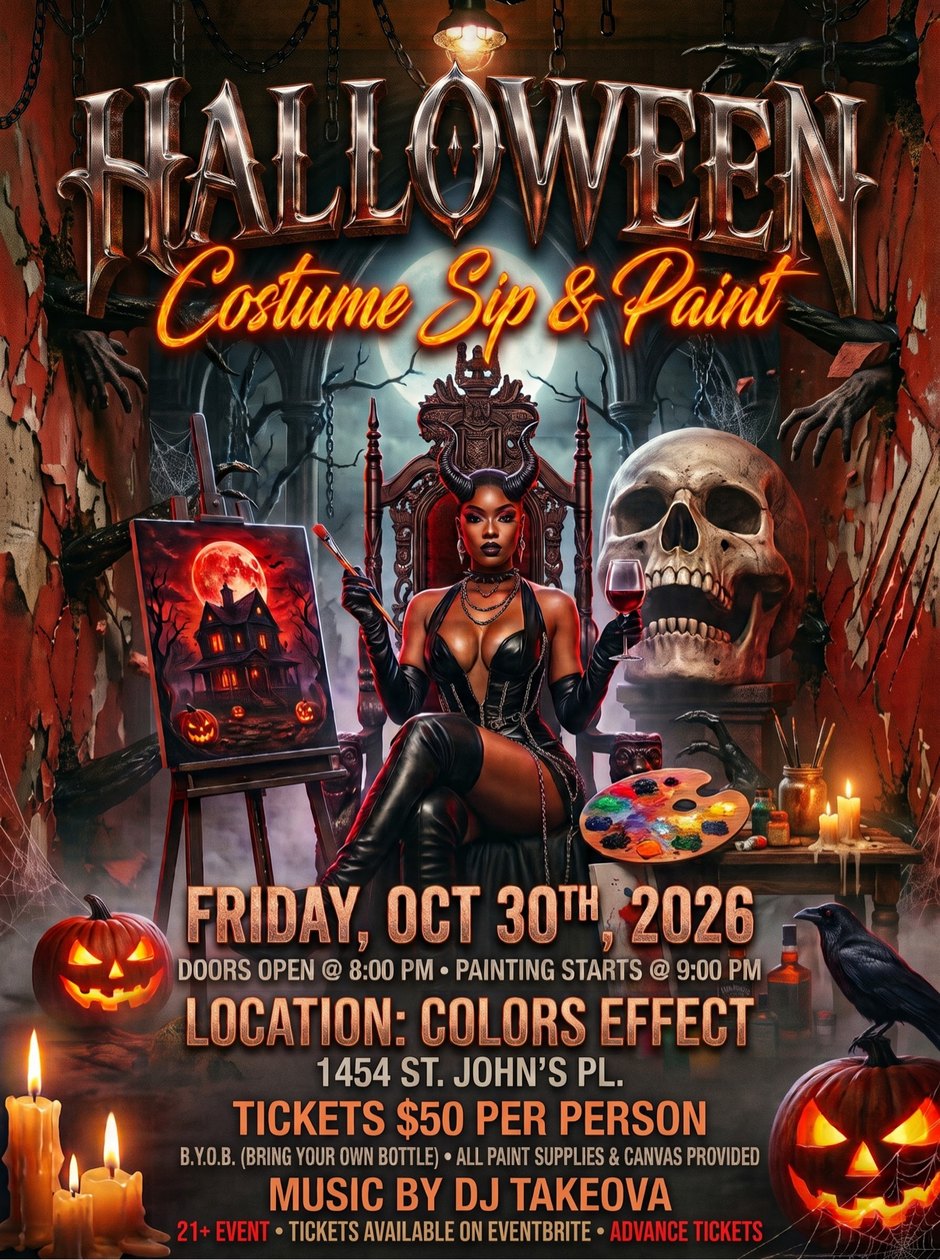 Halloween Costume Sip & Paint flyer — Colors Effect, Brooklyn
