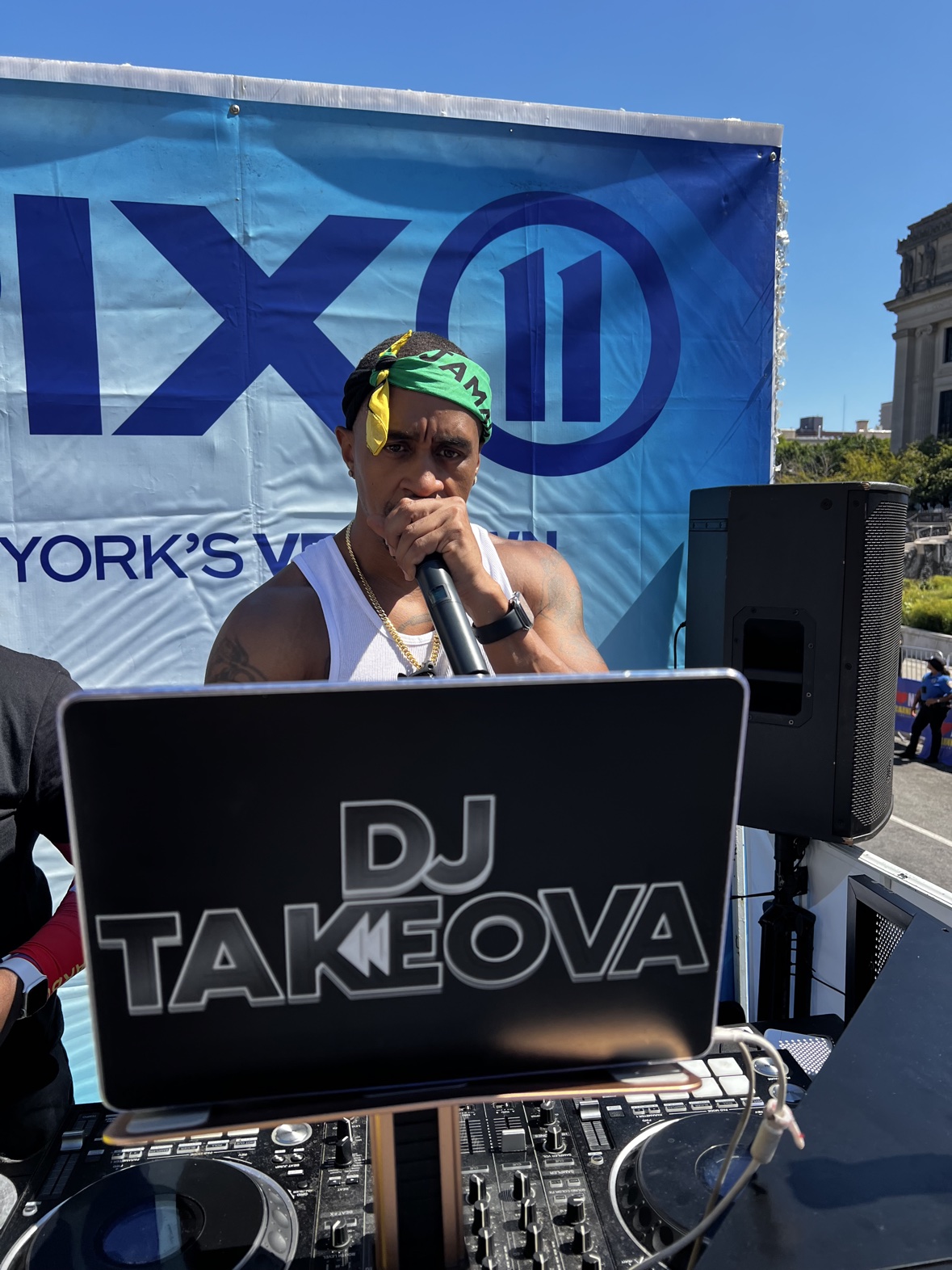 DJ Takeova on the PIX11 Labor Day parade float, 2026